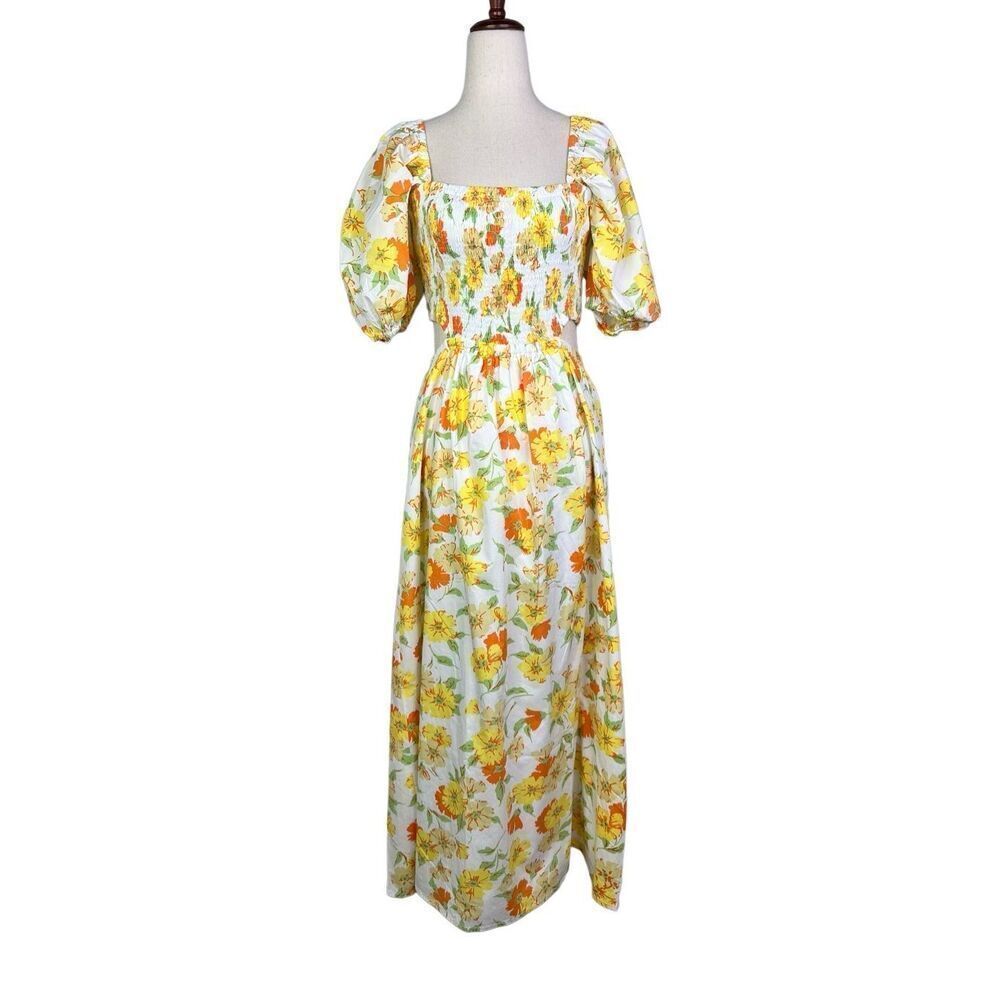Faithfull the brand dress women’s size 4 Loucetta white yellow orange floral new